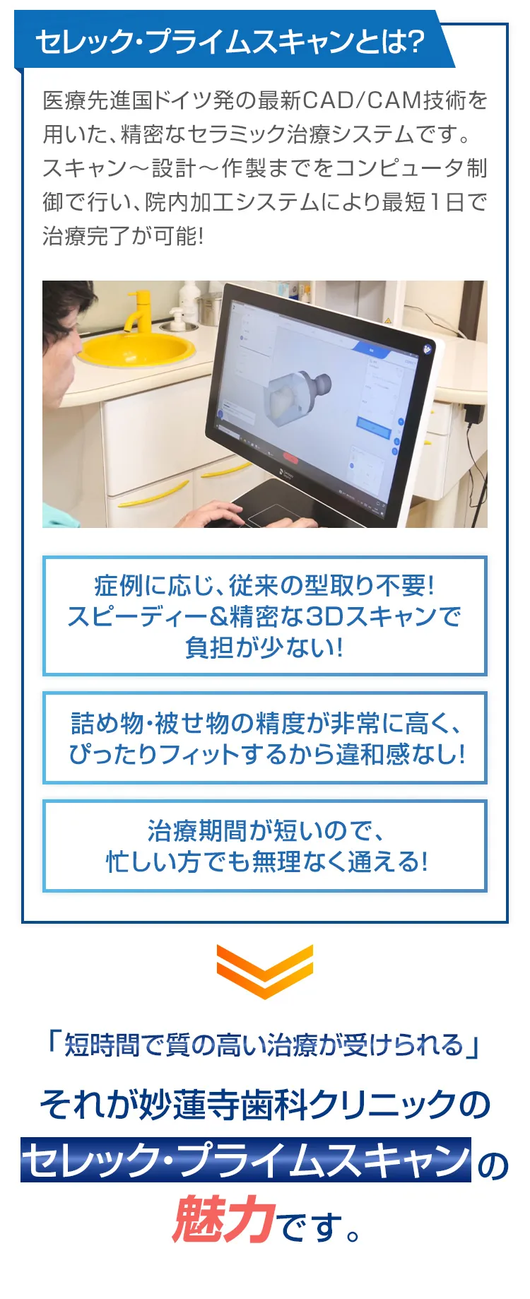 最先端のセレック・プライムスキャン導入｜最短1日で完了する精密治療