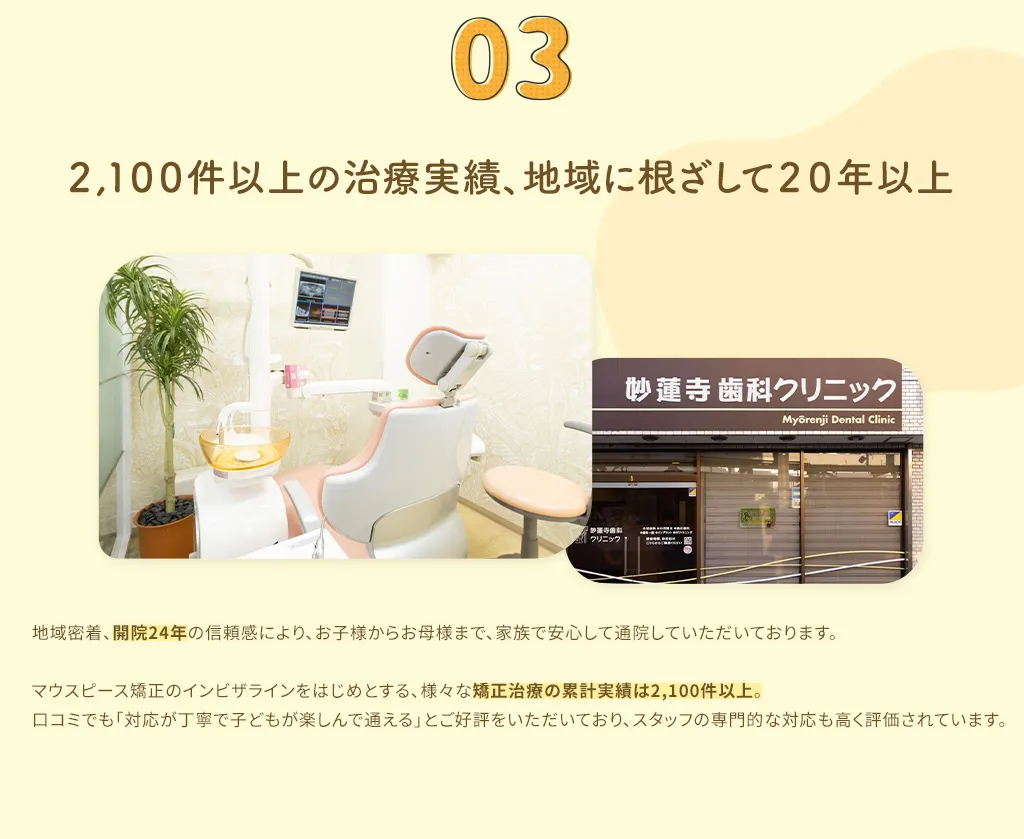 3. 2100件以上の実績と開院以来20年超の地域密着型の信頼